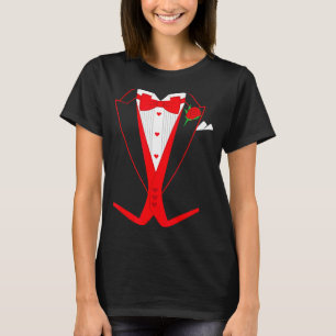 Valentine's Day Tuxedo Red Bow Tie Costume For Guy T-Shirt