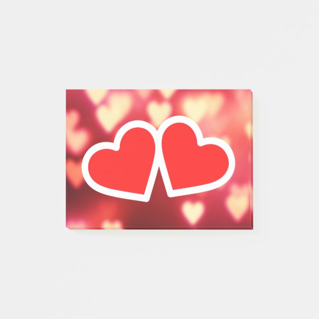 Valentine's Day Two Hearts Love Post-it Notes (Front)