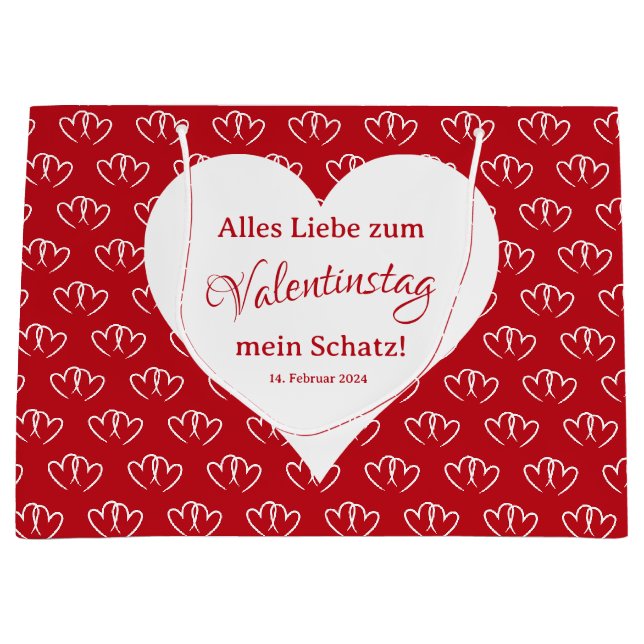 Valentine's Day, two red hearts -  Large Gift Bag (Front)