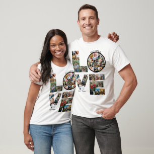 Valentines Day Typography LOVE Multi Photo Collage T-Shirt