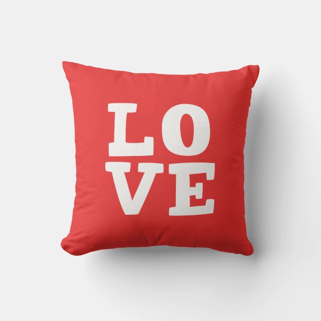 Valentine's Day Typography Love Red Cushion (Front)