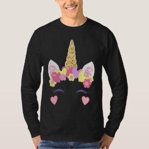 Valentine's Day Unicorn Face Hearts Cute Matching T-Shirt