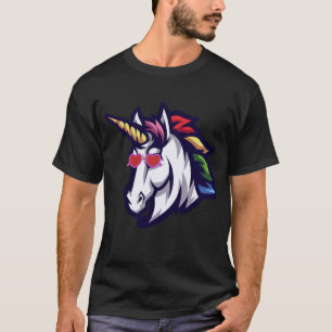 Valentine's Day Unicorn With Heart Sunglasses Men  T-Shirt