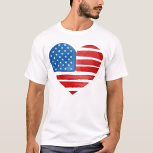 Valentines Day US American Flag Heart Patriotic T-Shirt