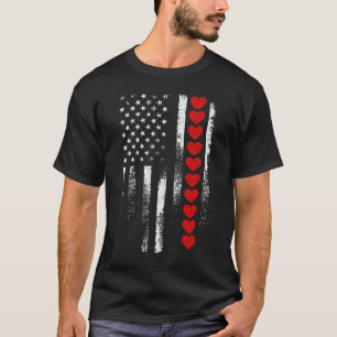Valentines Day US American Flag Heart Patriotic T-Shirt