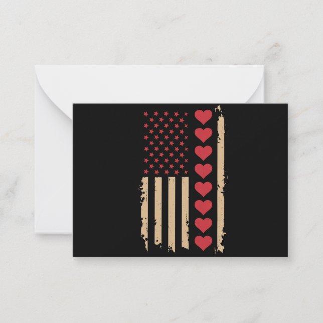 Valentine's Day US Flag Hearts  Card (Front)