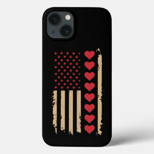Valentine's Day US Flag Hearts iPhone 13 Case