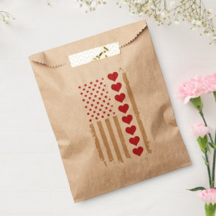Valentine's Day US Flag Hearts  Favour Bag