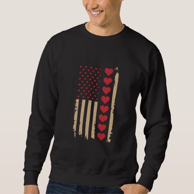 Valentine's Day US Flag Hearts  Sweatshirt (Front)