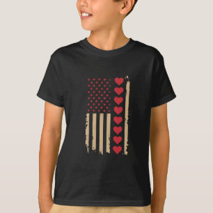 Valentine's Day US Flag Hearts  T-Shirt