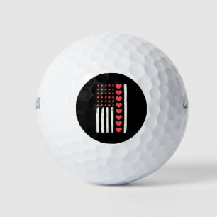 Valentine's Day US Flag Hearts USA Vintage Golf Balls