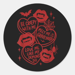 Valentines Day Vampire Valoween Lovers Be A Creepy Classic Round Sticker