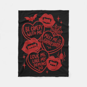 Valentines Day Vampire Valoween Lovers Be A Creepy Fleece Blanket