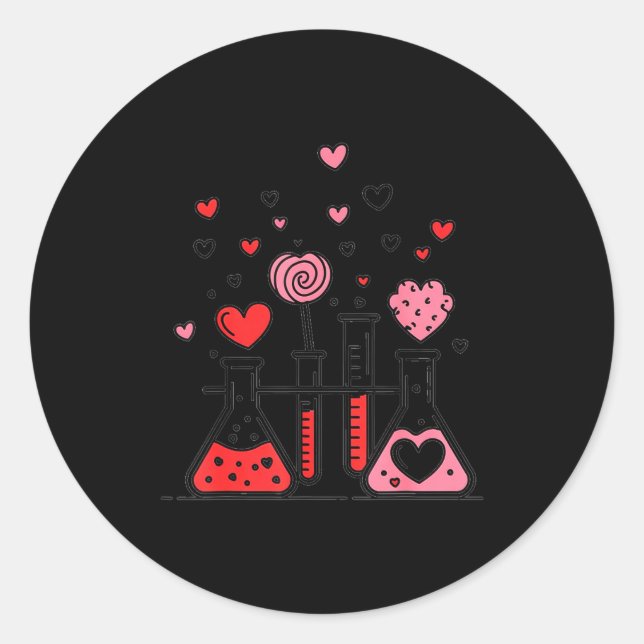 Valentines Day Vibes Science Teacher 100 Days Of S Classic Round Sticker (Front)