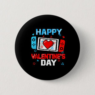 Valentines Day Video Game Controller Heart Boy Tod 6 Cm Round Badge