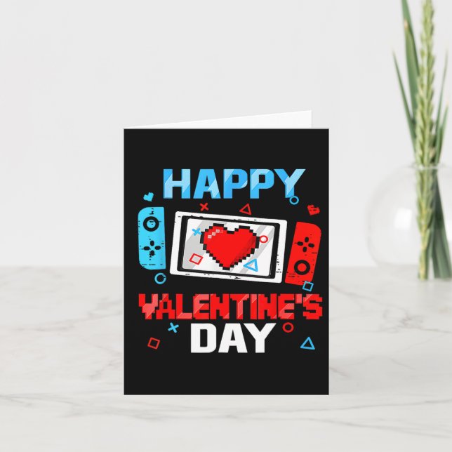 Valentines Day Video Game Controller Heart Boy Tod Card (Front)