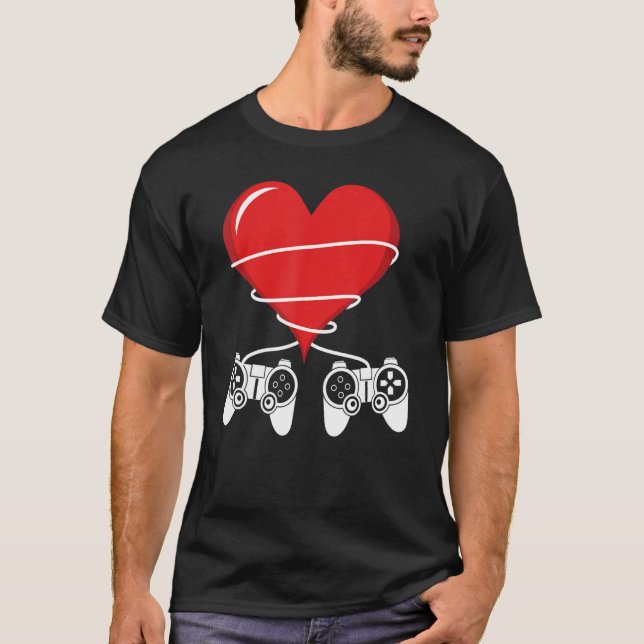 Valentine's Day Video Game Controller Heart Gamer  T-Shirt (Front)
