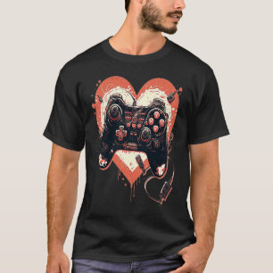 Valentine's Day Video Game Controller Heart Gamer  T-Shirt