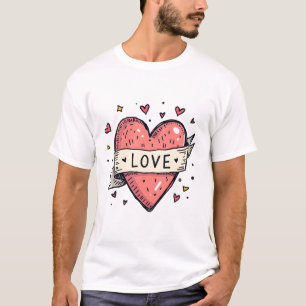 Valentine's Day Vintage Heart Doodle Love T-Shirt