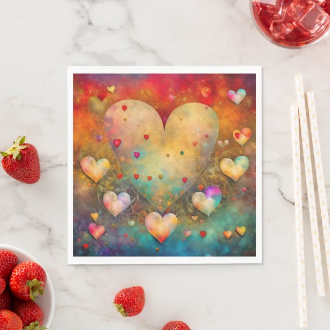 Valentine's Day Vintage Hearts Personalised Napkin (Insitu)