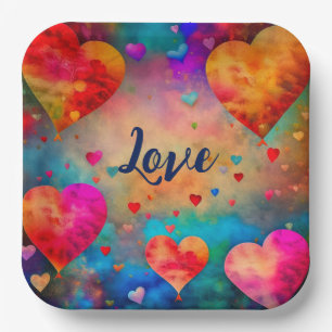 Valentine's Day Vintage Hearts Personalised Paper Plate