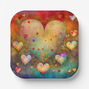 Valentine's Day Vintage Hearts Personalised Paper Plate