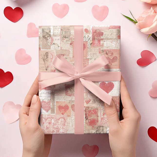 Valentine's Day Vintage Letters Wrapping Paper  (Creator Uploaded)