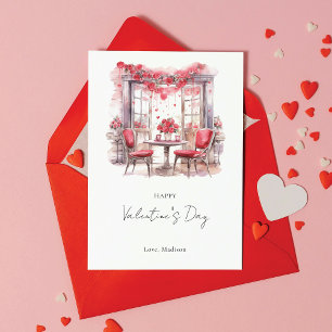 Valentine's Day Watercolor Elegant Personalised Holiday Card