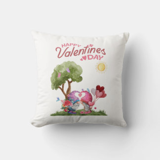 Valentine's Day Watercolor Gnome Couple Cushion