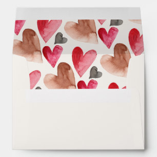 Valentine's Day Watercolor Hearts Envelope
