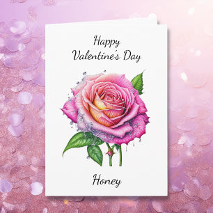 Valentine's Day Watercolor Rose Card