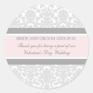 Valentine's Day Wedding Favour Tags Grey Damask