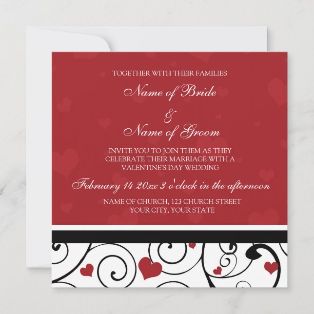 Valentine's Day Wedding Invitation Cards (Front)