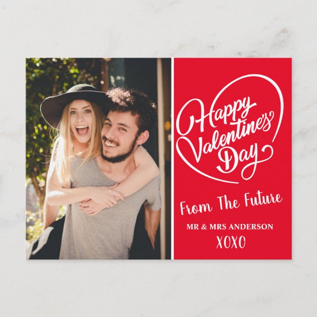 Valentine's Day Wedding Photo Save The Day Postcard (Front)