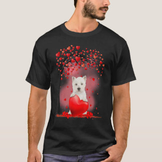 Valentines Day Westie Tree Heart Puppy Dog T-Shirt