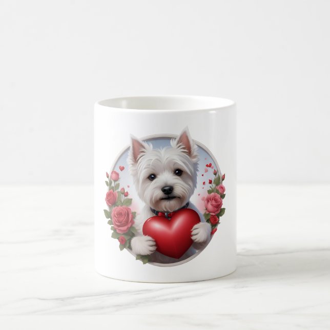 Valentine's Day Westie with heart Coffee Mug (Center)