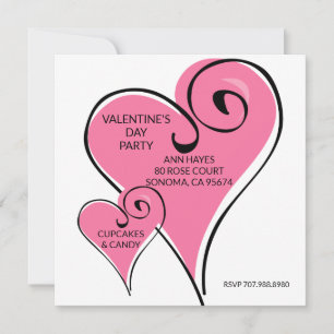 Valentine's Day Whimsical Hearts Party Invitation