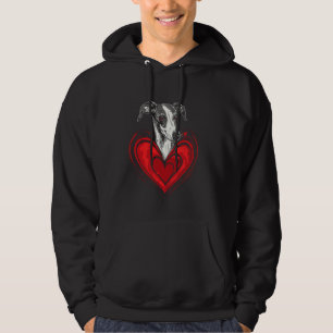 Valentine's Day Whippet Dog Valentine Heart Hoodie