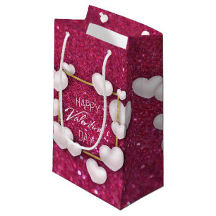 Valentine's Day White Heart Glitter Small Gift Box Small Gift Bag