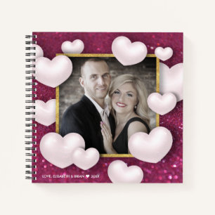 Valentine's Day White Hearts Photo Spiral Notebook