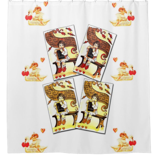 valentines day white love showercurtain shower curtain (Front)