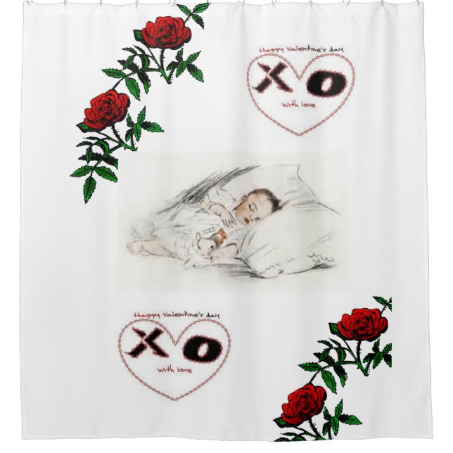 valentines day white love showercurtain shower curtain (Front)