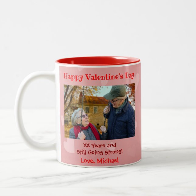 Valentines Day Wife Girlfriend Cute Couple Photo Two-Tone Coffee Mug (Left)