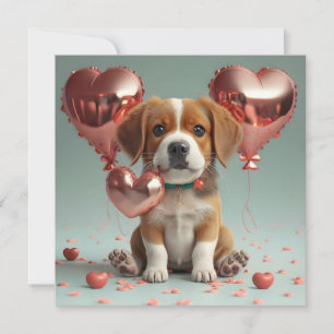 Valentine's Day with a cute little dog Holiday Card