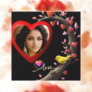 Valentine's Day with Canary bird Holiday Card
