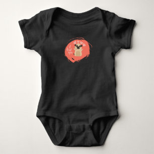 Valentine's Day with Kawaii Pug Dog Baby Bodysuit