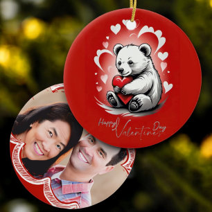 Valentine's Day with Rich Teddy Bear Ceramic Ornament