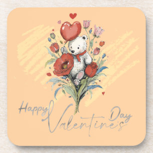 Valentine's Day with Rich Teddy Bear Coaster