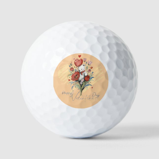 Valentine's Day with Rich Teddy Bear Golf Balls (Front)