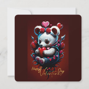 Valentine's Day with Rich Teddy Bear Holiday Card